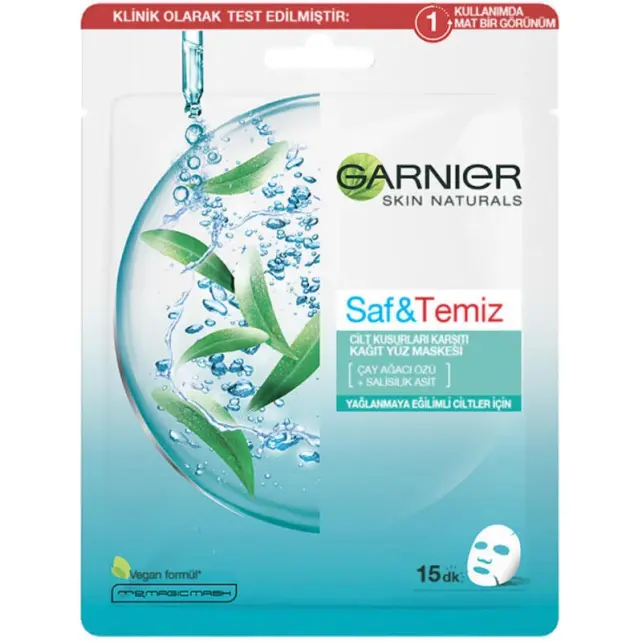 Garnier Saf Temiz Cilt Kusurları Karşıtı Kağıt Yüz Maskesi - 1