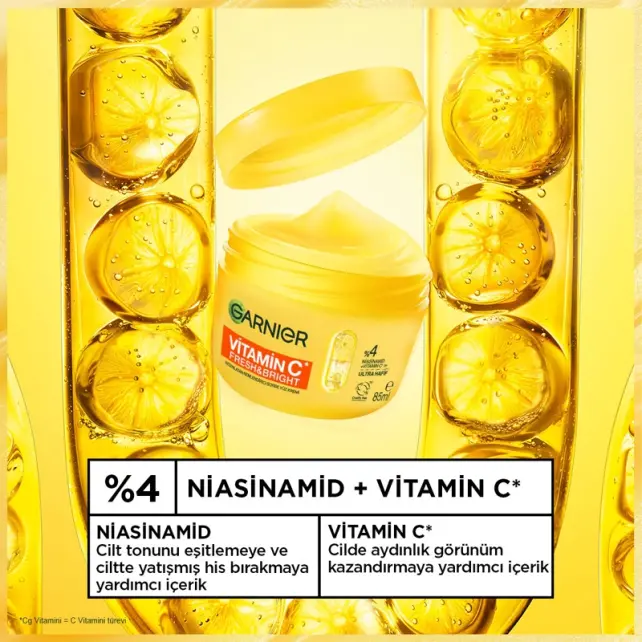 Garnier Vitamin C Fresh & Bright - Aydınlatıcı Etkili Nemlendirici Yüz Kremi 85ml - 2