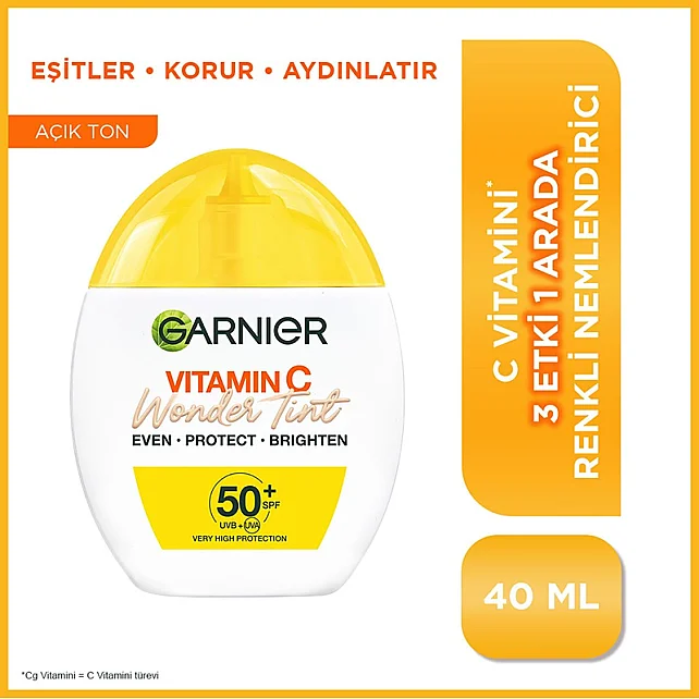 Garnier Vitamin C Wonder Tint SPF 50 + 3 Etki 1 Arada Renkli Nemlendirici Açık Ton 40ml - 2