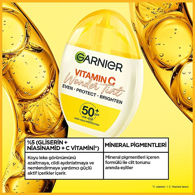 Garnier Vitamin C Wonder Tint SPF 50 + 3 Etki 1 Arada Renkli Nemlendirici Açık Ton 40ml - 3