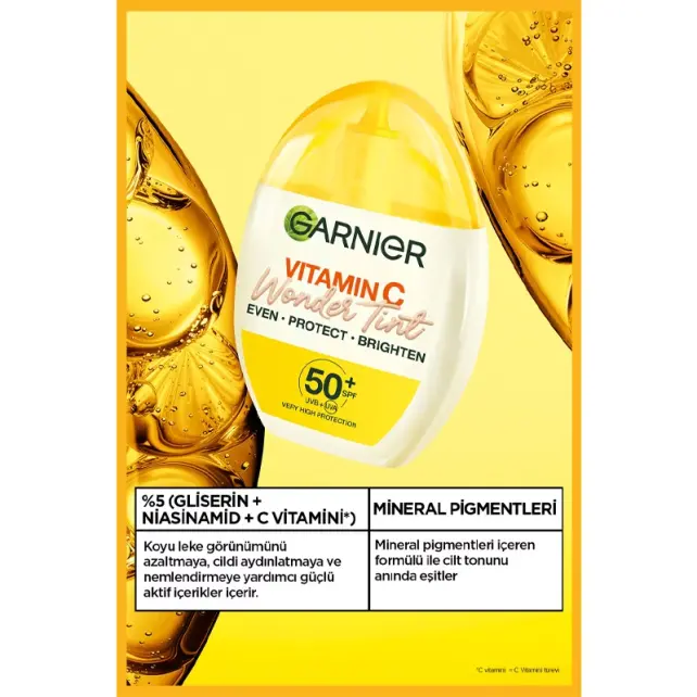 Garnier Vitamin C Wonder Tint SPF 50 + 3 Etki 1 Arada Renkli Nemlendirici Orta Ton 40ml - 4