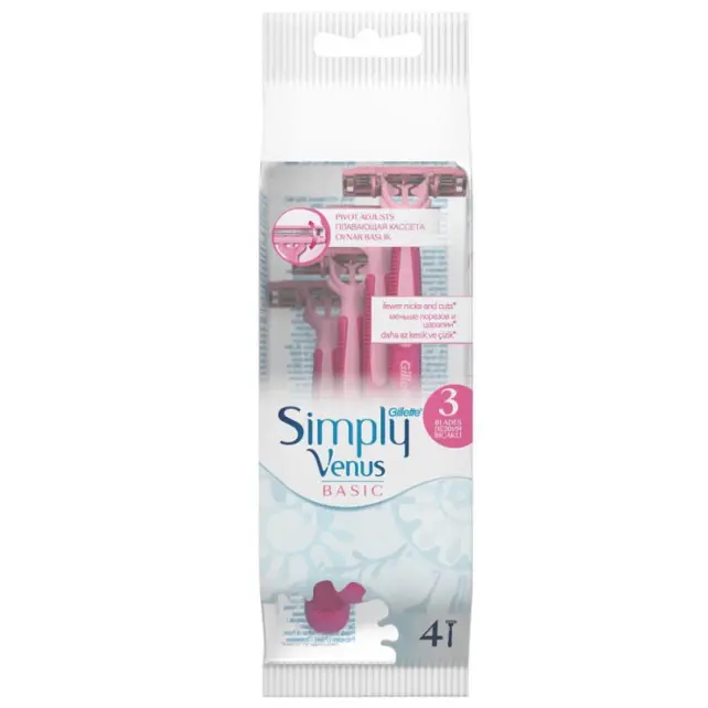 Gillette Simply Venus 3 Basic - Kadın Tıraş Bıçağı 4'lü - 1