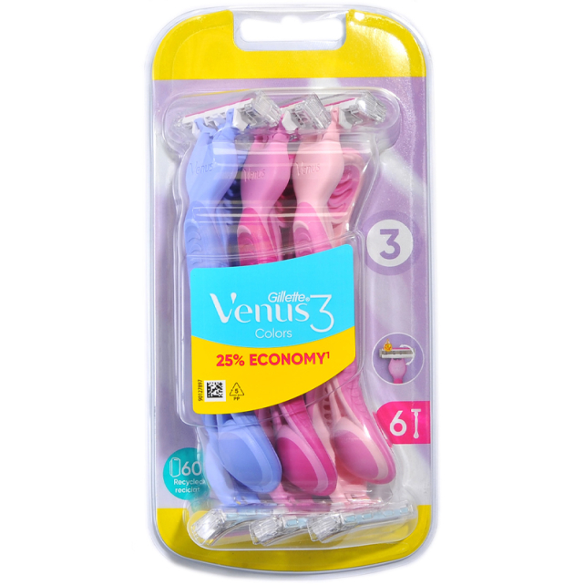 Gillette Venus3 Colors - Renkli Kullan At Tıraş Bıçağı 4+2 Adet - 1