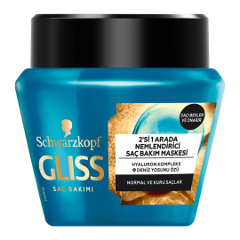 Gliss 2'si 1 Arada Nemlendirici Saç Bakım Maskesi 300ml - Gliss