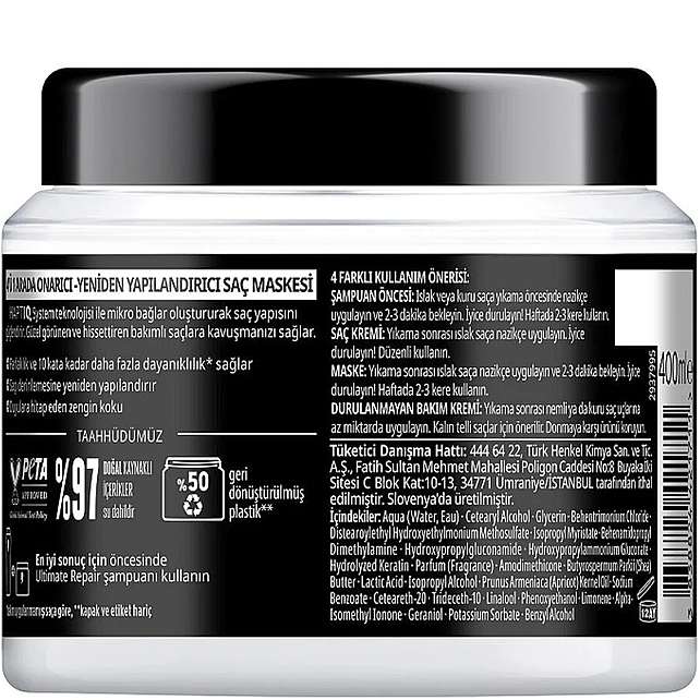 Gliss Ultimate Repair 4'ü 1 Arada Onarıcı Yeniden Yapılandırıcı Bakım Maskesi 400ml - 2