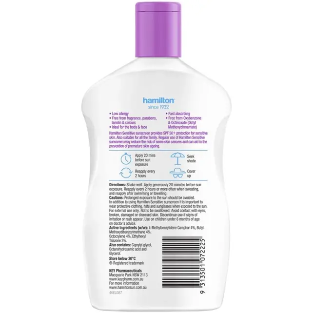 Hamilton Sensitive Lotion SPF50+ Hassas Ciltler için Güneş Losyonu 265ml - 2