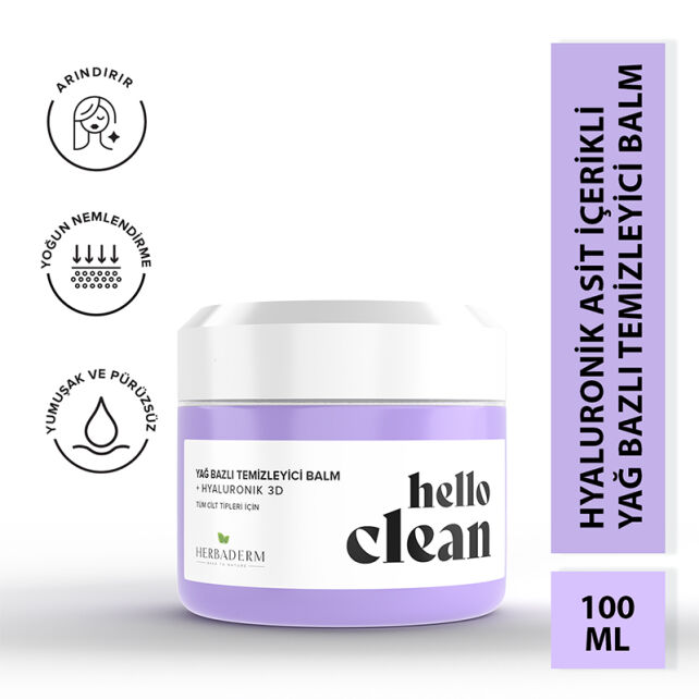 Herbaderm Hello Clean Hyaluronik 3D - Yağ Bazlı Temizleyici Balm 100ml - 2