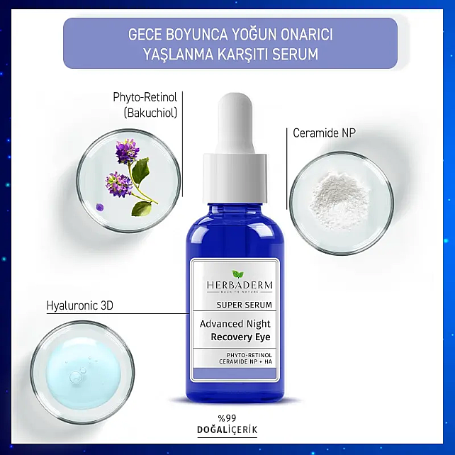 Herbaderm Super Serum Advanced Night Recovery Eye - Göz Çevresi Gece Serumu 20ml - 3