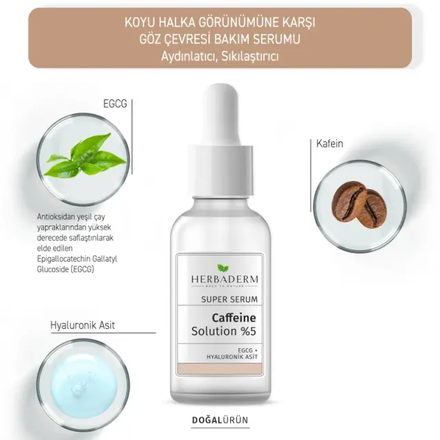 Herbaderm Super Serum Caffeine Solution %5 Göz Çevresi Serumu 30ml - 3