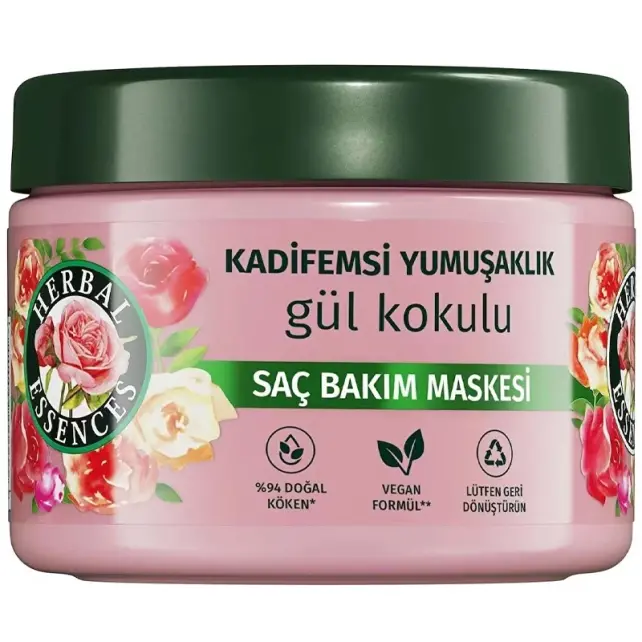 Herbal Essences Kadifemsi Yumuşaklık Gül Kokulu Saç Bakım Maskesi 300ml - 1
