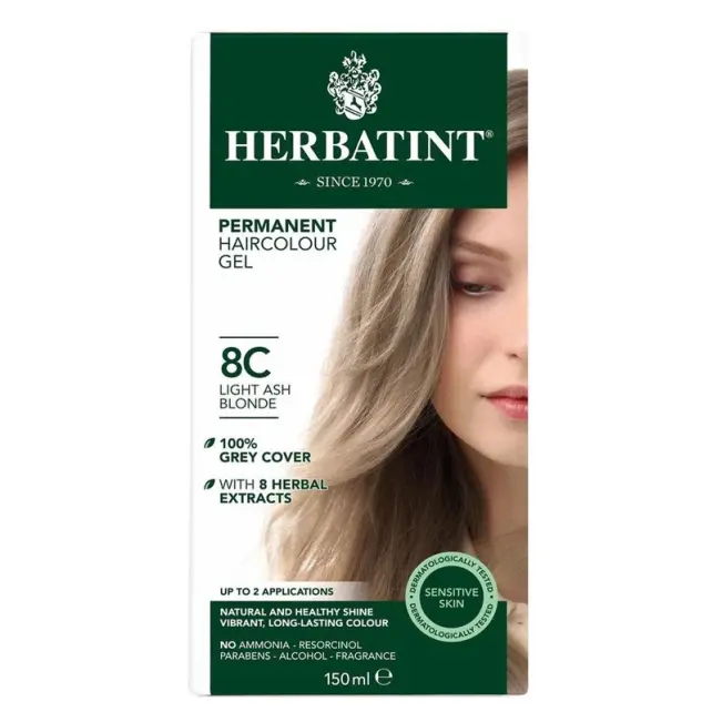 Herbatint Soin Colorant Permanent - Bitkisel İçerikli Saç Boyası No: 08C Light Ash Blonde - 1