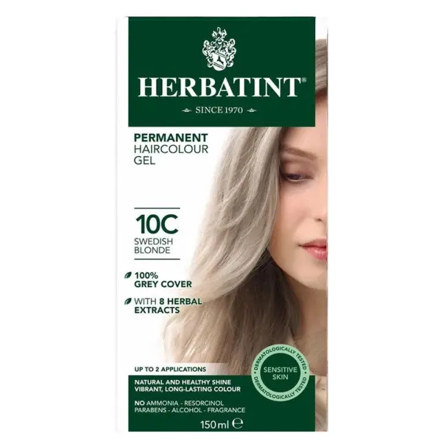 Herbatint Soin Colorant Permanent - Bitkisel İçerikli Saç Boyası No: 10C Swedish Blonde - 1