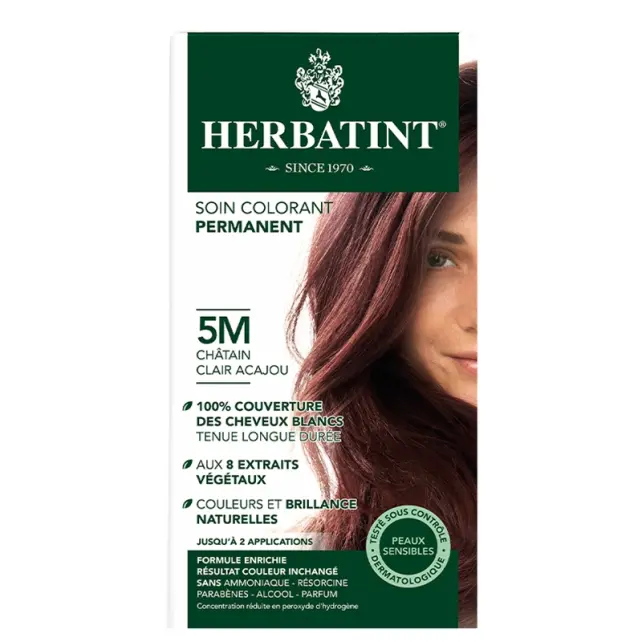 Herbatint Soin Colorant Permanent - Bitkisel İçerikli Saç Boyası No: 5M Chatain Clair Acajou - 1