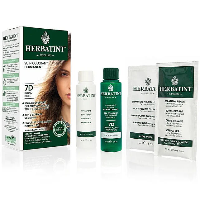 Herbatint Soin Colorant Permanent - Bitkisel İçerikli Saç Boyası No: 7D Golden Blonde - 3