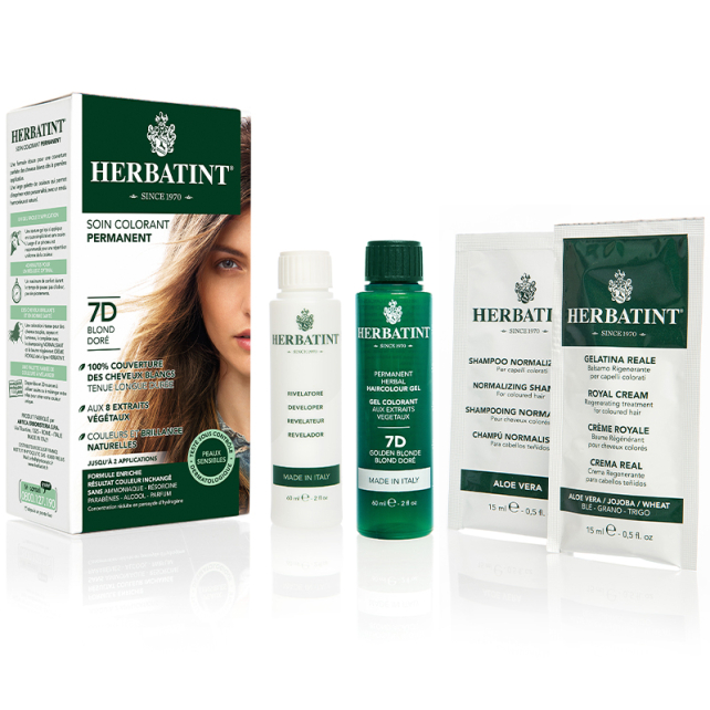 Herbatint Soin Colorant Permanent - Bitkisel İçerikli Saç Boyası No: 7D Golden Blonde - 3