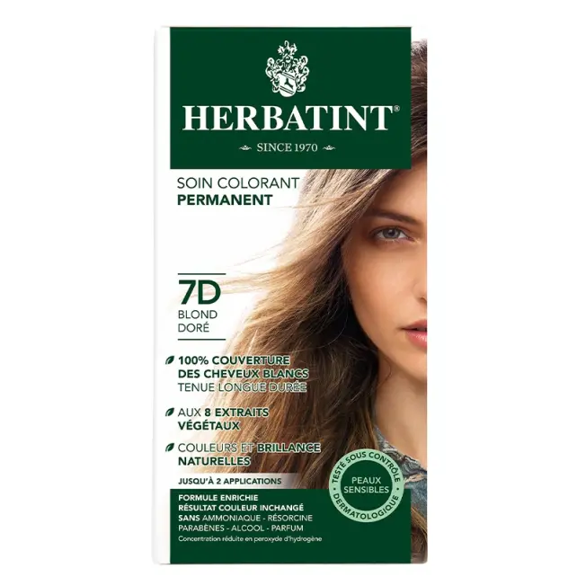 Herbatint Soin Colorant Permanent - Bitkisel İçerikli Saç Boyası No: 7D Golden Blonde - 1