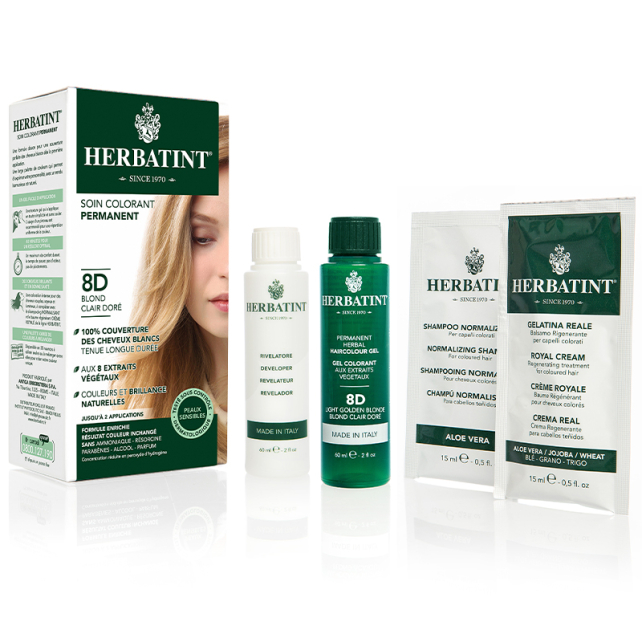 Herbatint Soin Colorant Permanent - Bitkisel İçerikli Saç Boyası No: 8D Light Golden Blonde - 3