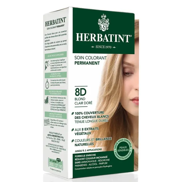 Herbatint Soin Colorant Permanent - Bitkisel İçerikli Saç Boyası No: 8D Light Golden Blonde - 2