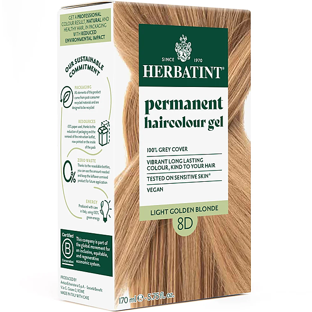 Herbatint Soin Colorant Permanent - Bitkisel İçerikli Saç Boyası No: 8D Light Golden Blonde - 1