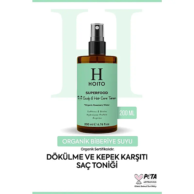 Hoito Superfood Scalp Hair Care Toner Organic Rosemary Water - Biberiye Suyu 200ml - 4