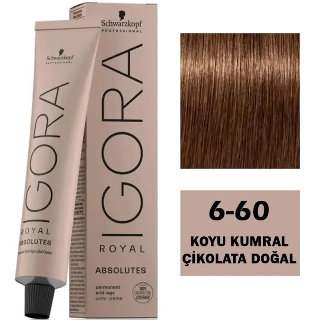 Igora Royal Absolutes Permanet Anti Age Saç Boyası No: 6-60 Koyu Kumral Çikolata Doğal 60ml - 1