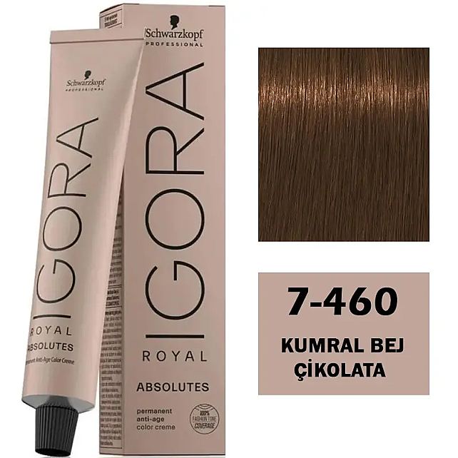 Igora Royal Absolutes Permanet Anti-Age Saç Boyası No: 7-460 Kumral Bej Çikolata 60ml - 1