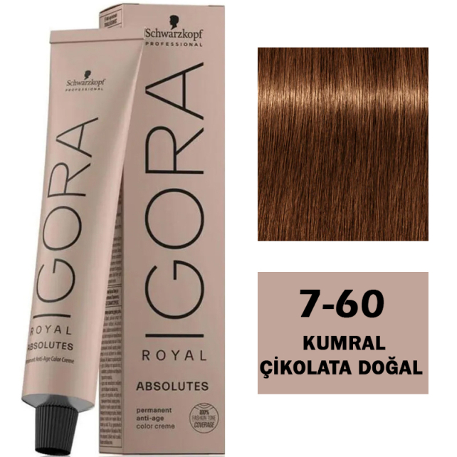 Igora Royal Absolutes Permanet Anti Age Saç Boyası No: 7-60 Kumral Çikolata Doğal 60ml - 1