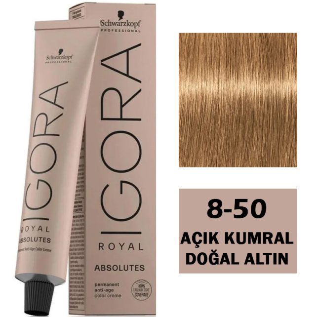Igora Royal Absolutes Permanet Anti Age Saç Boyası No: 8-50 Açık Kumral Doğal Altın 60ml - 1