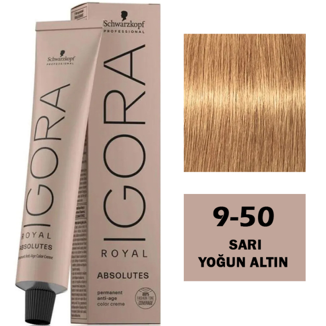 Igora Royal Absolutes Permanet Anti Age Saç Boyası No: 9-50 Sarı Yoğun Altın 60ml - 1