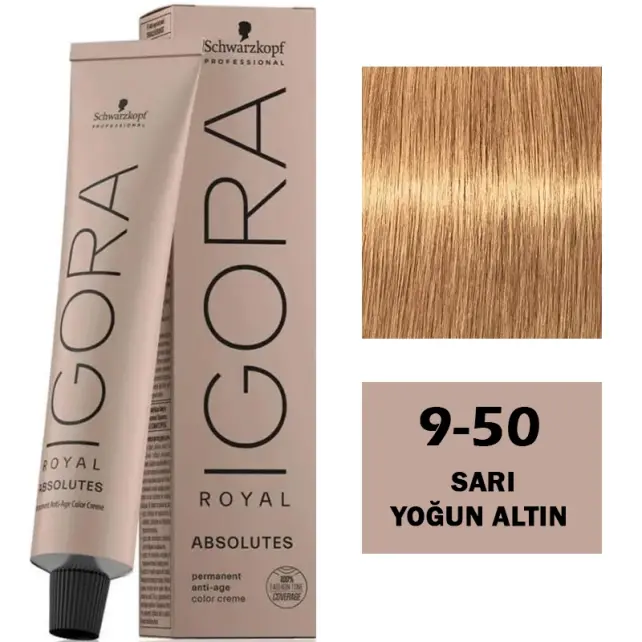 Igora Royal Absolutes Permanet Anti Age Saç Boyası No: 9-50 Sarı Yoğun Altın 60ml - 1