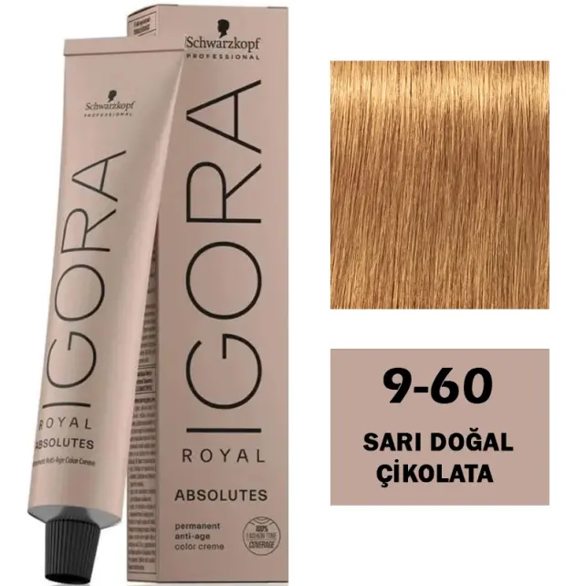 Igora Royal Absolutes Permanet Anti Age Saç Boyası No: 9-60 Sarı Doğal Çikolata 60ml - 1