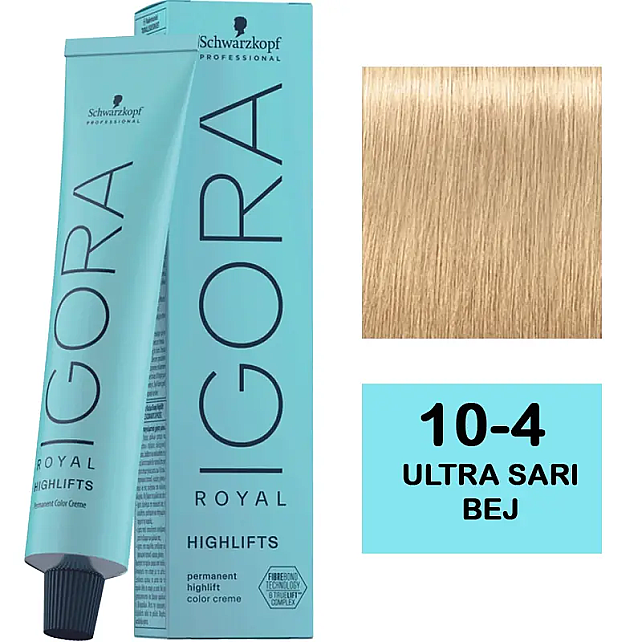 Igora Royal Highlifts Permanet Color Creme - Saç Boyası No: 10-4 Ultra Sarı Bej 60ml - 1