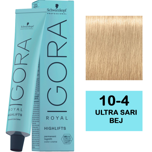 Igora Royal Highlifts Permanet Color Creme - Saç Boyası No: 10-4 Ultra Sarı Bej 60ml - 1