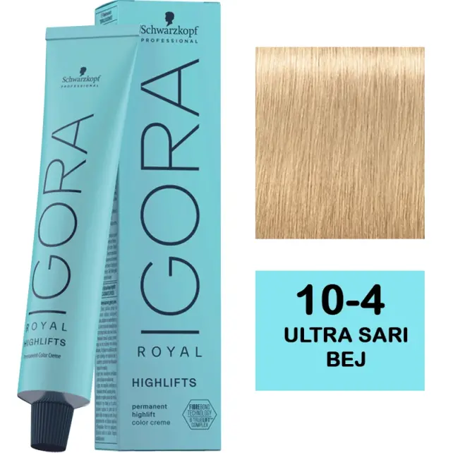 Igora Royal Highlifts Permanet Color Creme - Saç Boyası No: 10-4 Ultra Sarı Bej 60ml - 1