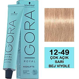 Igora Royal Highlifts Permanet Color Creme - Saç Boyası No: 12-49 Çok Açık Sarı Bej Viyole 60ml - Igora