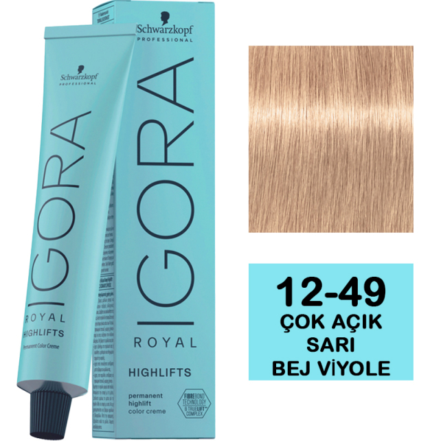 Igora Royal Highlifts Permanet Color Creme - Saç Boyası No: 12-49 Çok Açık Sarı Bej Viyole 60ml - 1