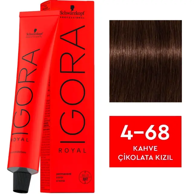 Igora Royal Permanet Color Creme - Saç Boyası No: 4-68 Kahve Çikolata Kızıl 60ml - 1