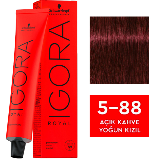 Igora Royal Permanet Color Creme - Saç Boyası No: 5-88 Açık Kahve Yoğun Kızıl 60ml - 1