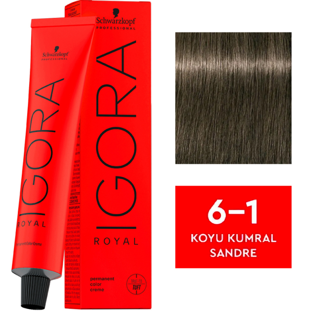 Igora Royal Permanet Color Creme - Saç Boyası No: 6-1 Koyu Kumral Sandre 60ml - 1