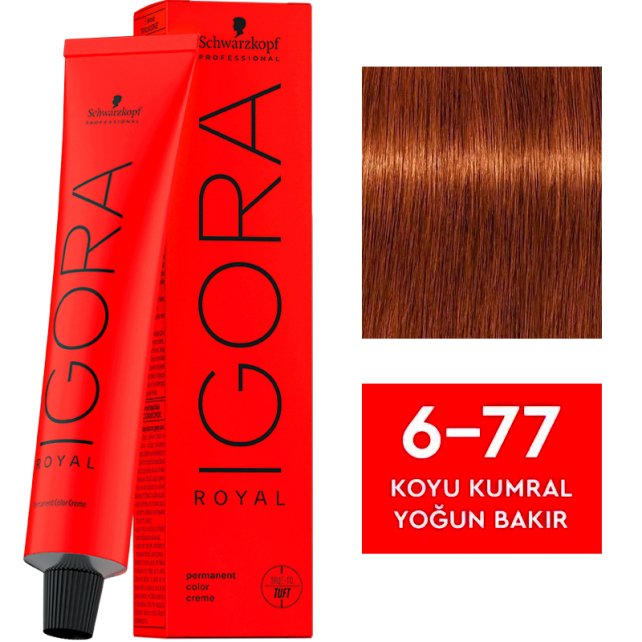 Igora Royal Permanet Color Creme - Saç Boyası No: 6-77 Koyu Kumral Yoğun Bakır 60ml - 1