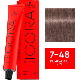 Igora Royal Permanet Color Creme - Saç Boyası No: 7-48 Kumral Bej Kızıl 60ml - Igora