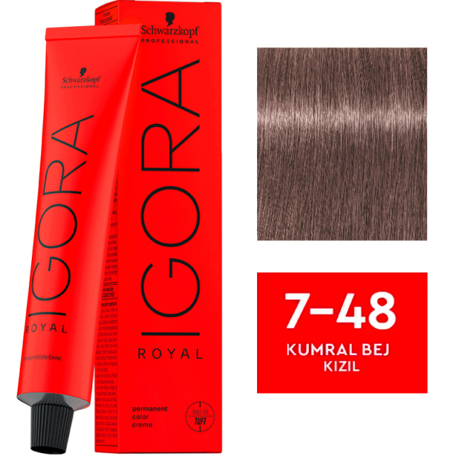 Igora Royal Permanet Color Creme - Saç Boyası No: 7-48 Kumral Bej Kızıl 60ml - 1