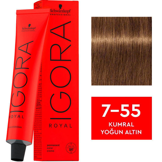 Igora Royal Permanet Color Creme - Saç Boyası No: 7-55 Kumral Yoğun Altın 60ml - 1
