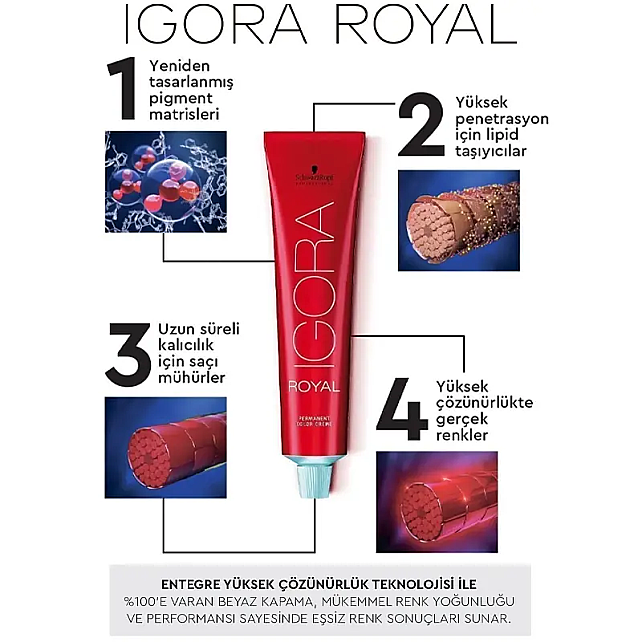 Igora Royal Permanet Color Creme - Saç Boyası No: 7-65 Kumral Çikolata Altın 60ml - 4