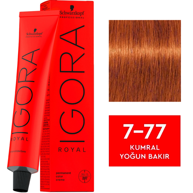 Igora Royal Permanet Color Creme - Saç Boyası No: 7-77 Kumral Yoğun Bakır 60ml - 1