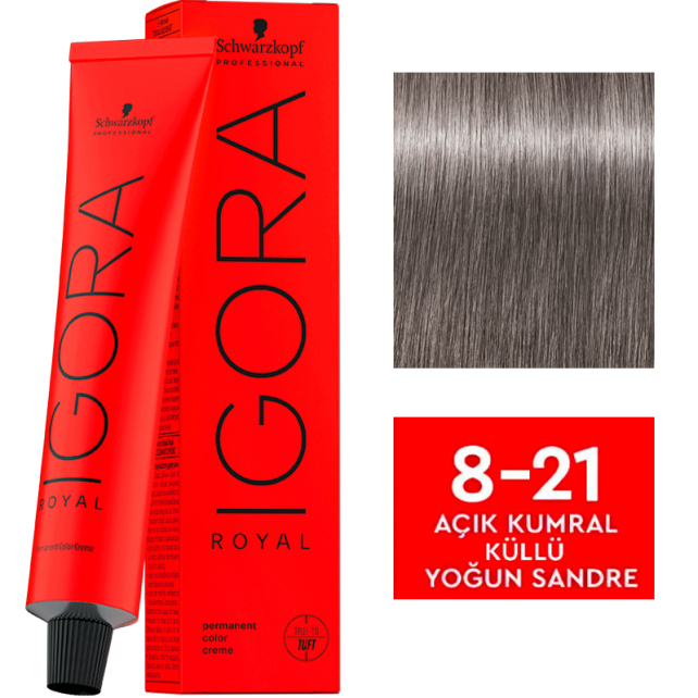 Igora Royal Permanet Color Creme - Saç Boyası No: 8-21 Açık Kumral Küllü Yoğun Sandre 60ml - 1