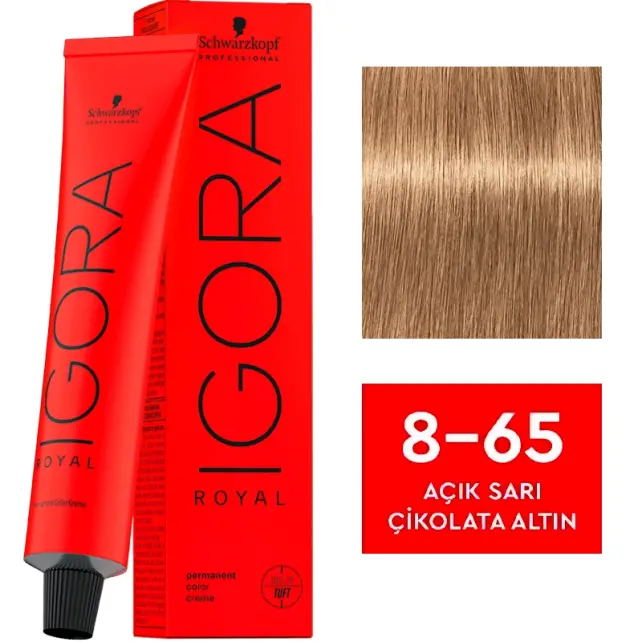 Igora Royal Permanet Color Creme - Saç Boyası No: 8-65 Açık Sarı Çikolata Altın 60ml - 1