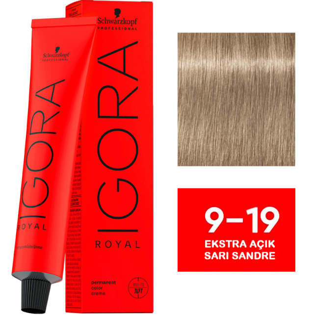 Igora Royal Permanet Color Creme - Saç Boyası No: 9-19 Ekstra Açık Sarı Sandre 60ml - 1
