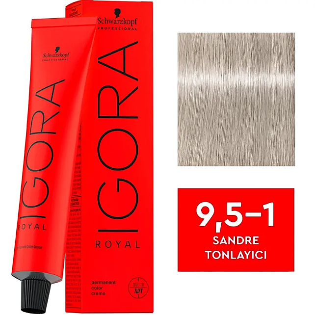 Igora Royal Permanet Color Creme - Saç Boyası No: 9,5-1 Sandre Tonlayıcı 60ml - 1