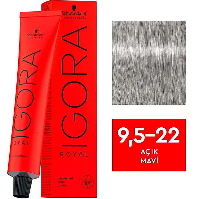 Igora Royal Permanet Color Creme - Saç Boyası No: 9,5-22 Açık Mavi 60ml - 1